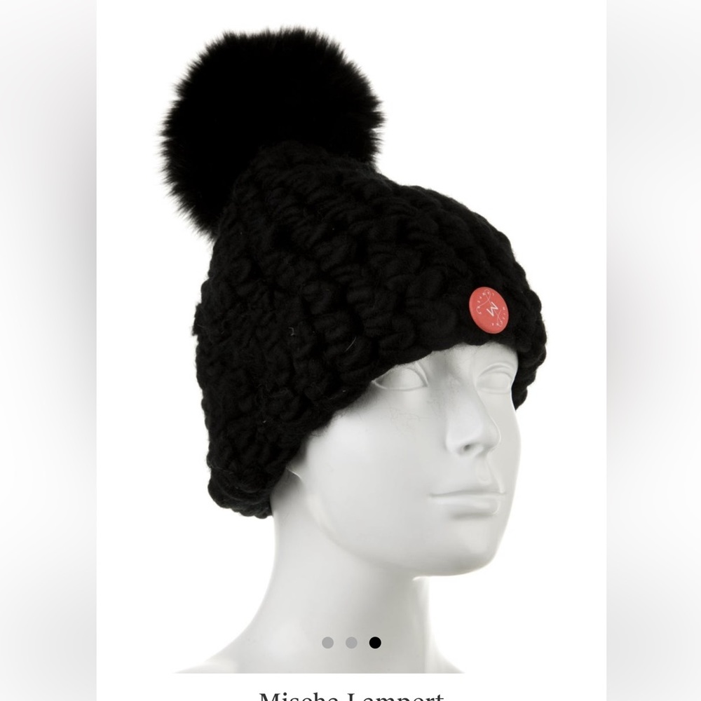 Mischa Lampert Black Pomster Beanie